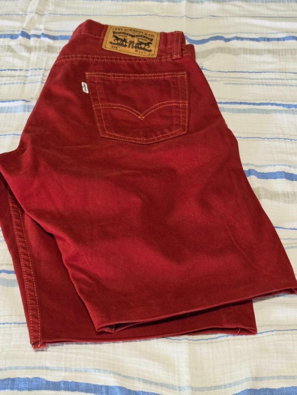 Custom Cut Levi’s 514 Red Denim Shorts – W30